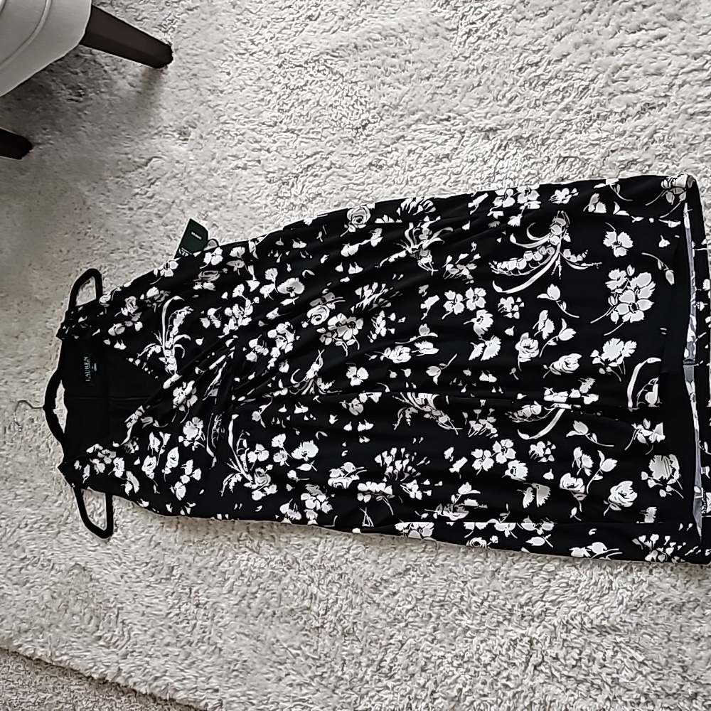 NEW w/tags Ralph Lauren dress size 16 black and white floral. - Picture 3 of 4